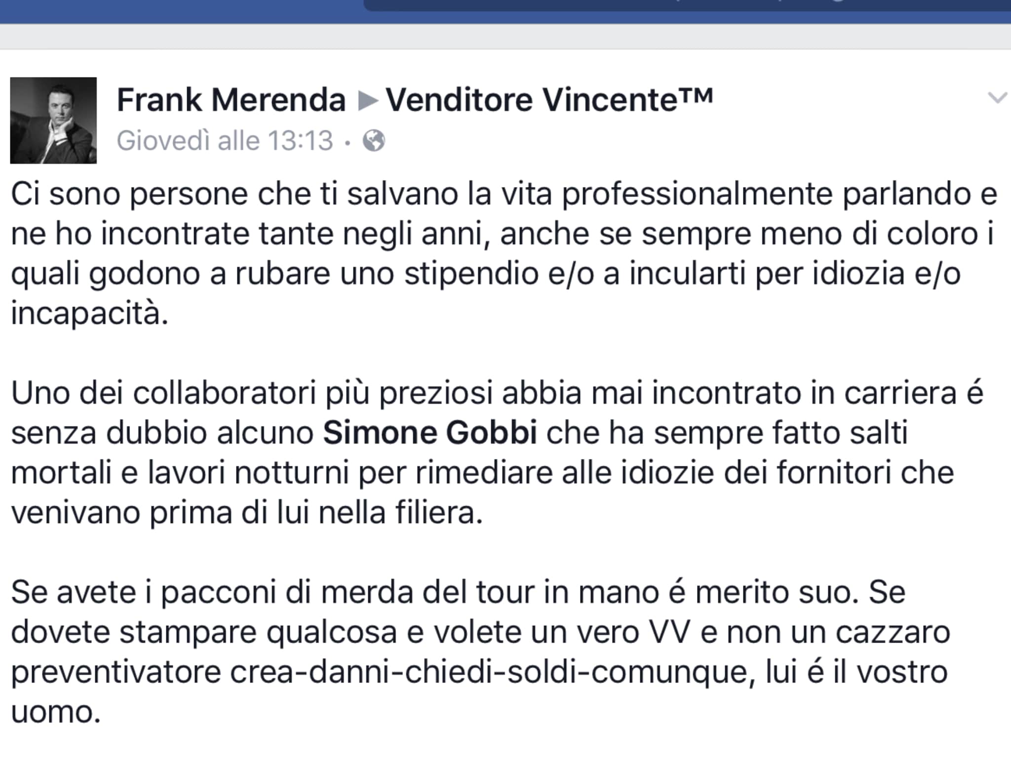 Simone Gobbi - Testimonianze